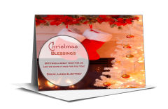 Stockings Hanging on a Christmas Mantle Holiday Card w-Envelope 7.875